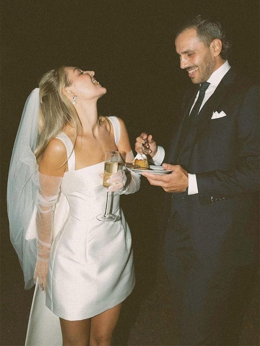 Off-Shoulder Satin Wedding Dress - Image 6